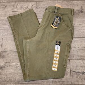 Noble Outfitters Womens Pants Tug Free Utility Pockets Canvas Size 16 Olive NWT